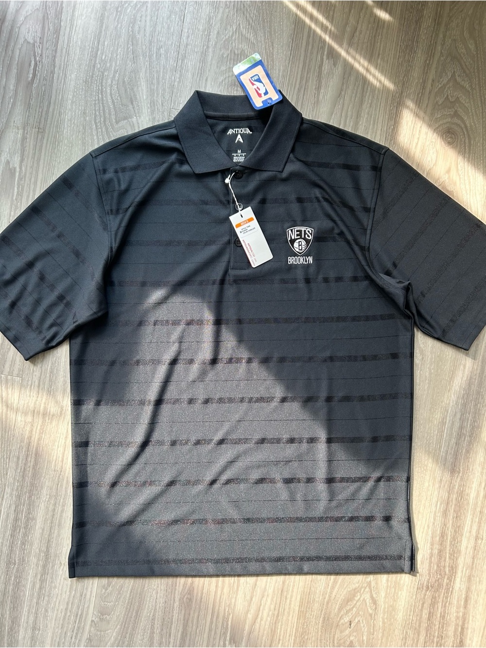 Authentic Brooklyn Nets Polo Golf Shirt in Black on Black (Medium) - Picture 3 of 12